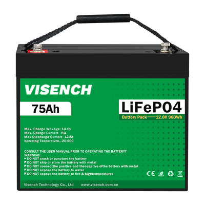 Visench 5000 cycle profond 12V 75Ah Lithium Iron Phosphate batterie Lifepo4 batterie pour les campeurs Rv Système d'énergie solaire