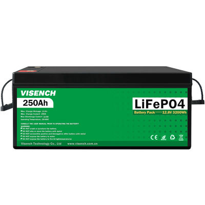 Système de stockage d'énergie à cycle profond Visench 12V 250Ah LiFePO4 Batterie rechargeable au lithium fer phosphate