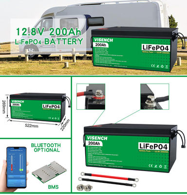 Visench usine directe 12V 24V 100Ah 120Ah 200Ah Profond 6000 Cycles Piles au lithium solaire