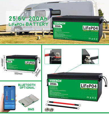 Visench Fabrique directe Lithium 12V 24V 100Ah 120Ah 200Ah Profond 6000 Cycles avec BMS pour la batterie solaire lifepo4