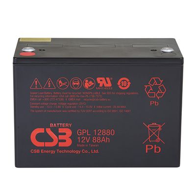 CSB GPL12880 12V 88Ah Batterie plomb-acide scellée sans entretien et régulée par vanne Batterie plomb-acide pour les systèmes solaires d'urgence