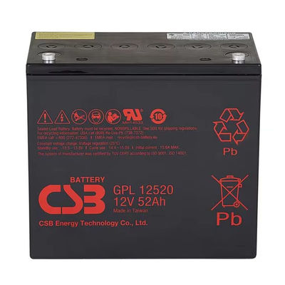 Batterie CSB GPL12520 12V 52Ah Batterie plomb-acide scellée Longue durée de vie Batterie rechargeable pour les UPS