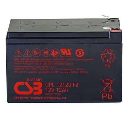 Batterie CSB GPL12120 12V 12Ah Batterie au plomb acide scellée Longue durée de vie Batterie rechargeable pour les UPS