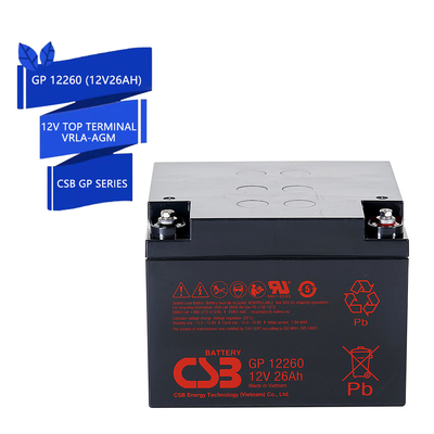 CSB GP12260 12V 26Ah Stockage d'énergie Entretien gratuit Rechargeable VRLA 12V 26Ah CSB batterie AGM